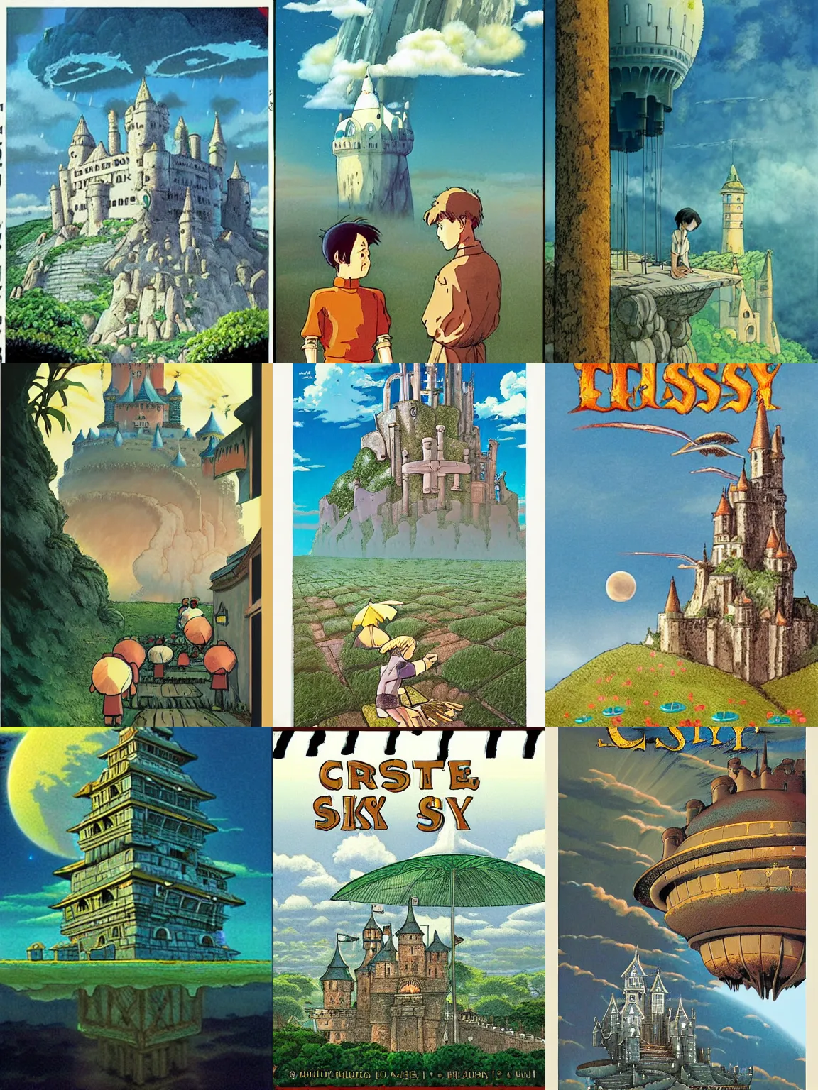 Prompt: (1986) Castle in the Sky covers,Studio Ghibli,epic,masterpiece illustration in the style of Keith Thompson, digital art