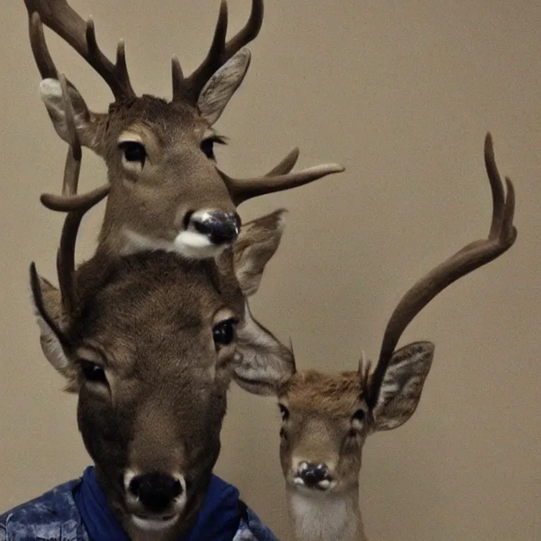 Image similar to deer headed human, mugshot