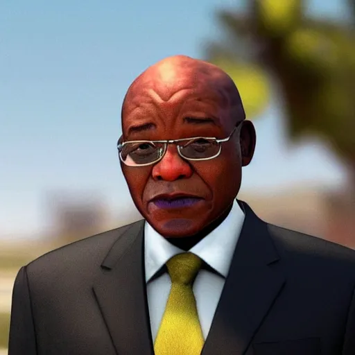 Image similar to Game still of Jacob Zuma as a character in GTA loading screen