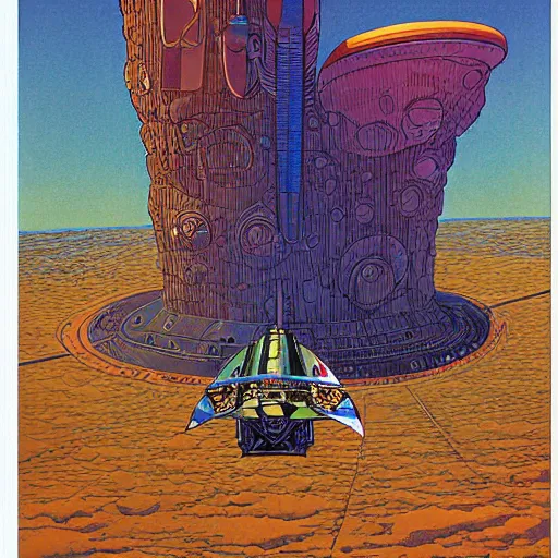 Prompt: spaceship by jean giraud