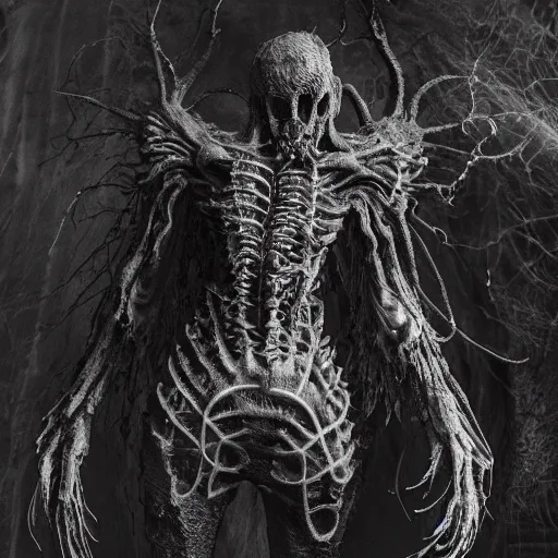 Prompt: detailed photorealistic intricate beautifully detailed ethereal, model in hell, beautiful dramatic lighting, cinematic composition, by tsutomu nihei, emil melmoth, zdzislaw belsinki