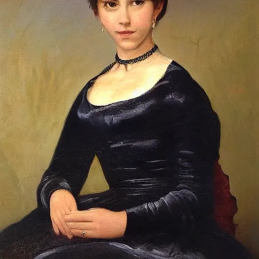 Prompt: a portrait of selina gomez in an 1 8 5 5 painting by elisabeth jerichau - baumann. painting, oil on canvas