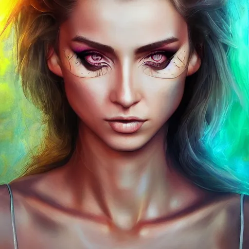 Image similar to electric woman, cute - fine - face, pretty face, oil slick hair, realistic shaded perfect face, extremely fine details, realistic shaded lighting, dynamic background, artgerm, 8 k ultra realistic, highly detailed, sophie anderson