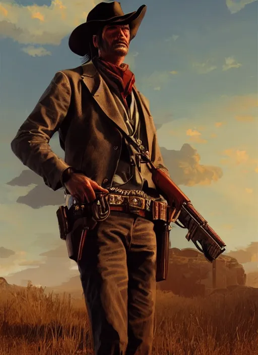 Prompt: highly detailed portrait of raylan givens red dead redemption art, unreal engine, fantasy art by greg rutkowski