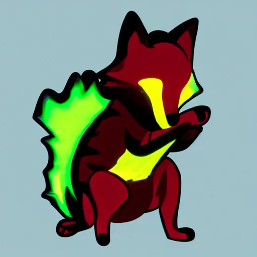 Image similar to a fox wearing a black hoodie with glowing neon stripes, in the style of anime