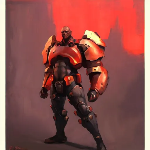 Image similar to greg manchess portrait painting of fully armored red lights the foundation aka dwayne the rock as overwatch character, medium shot, asymmetrical, profile picture, organic painting, sunny day, matte painting, bold shapes, hard edges, street art, trending on artstation, by huang guangjian, gil elvgren, ruan jia, greg rutkowski, gaston bussiere