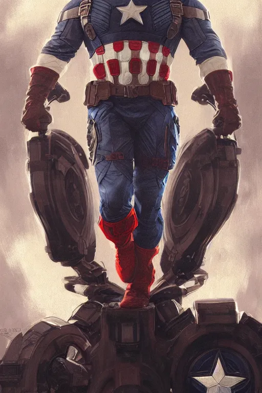 Prompt: Boris Johnson as Captain America, realistic portrait, symmetrical, highly detailed, digital painting, artstation, concept art, smooth, sharp focus, illustration, cinematic lighting, art by artgerm and greg rutkowski and alphonse mucha