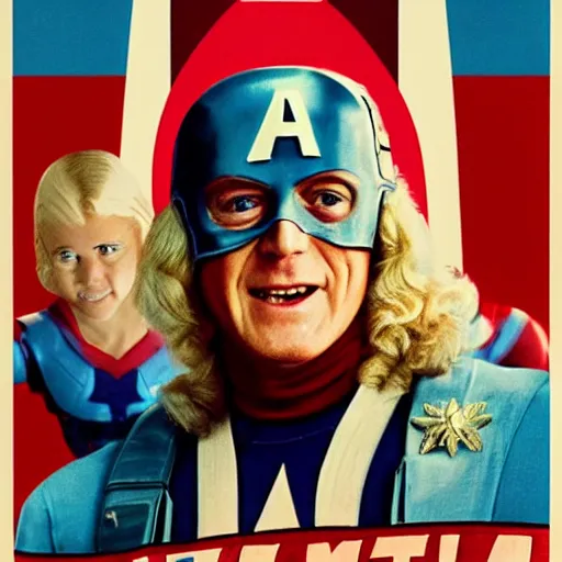 Image similar to Film Poster of Jimmy Saville as Captain America