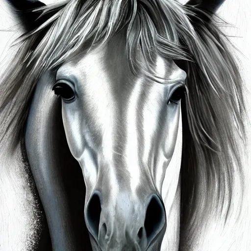 Prompt: painting of a glorious horse head, editorial fashion photography