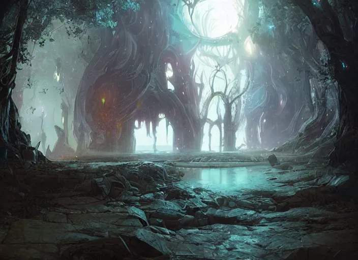 Image similar to A magical portal to another dimension by Raoul Vitale and Greg Rutkowski