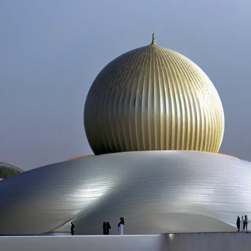 Image similar to mosque with dome by zaha hadid fantasy world