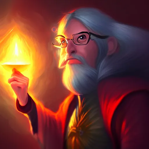 Image similar to wizard nerd casting a spell , digital painting , digital art , artstation , devian art , 4k , HD