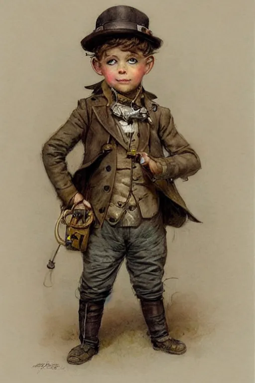 Prompt: (((((portrait of boy dressed as steampunk inventor explorer costume . muted colors.))))) by Jean-Baptiste Monge !!!!!!!!!!!!!!!!!!!!!!!!!!!