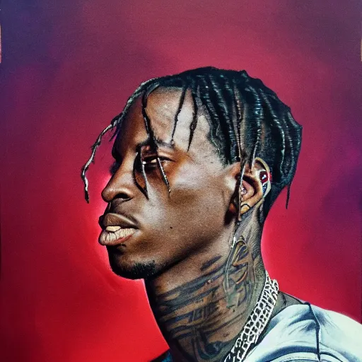 Image similar to Travis Scott by Brittany Myers, trending on ArtStation, detalied, 8K