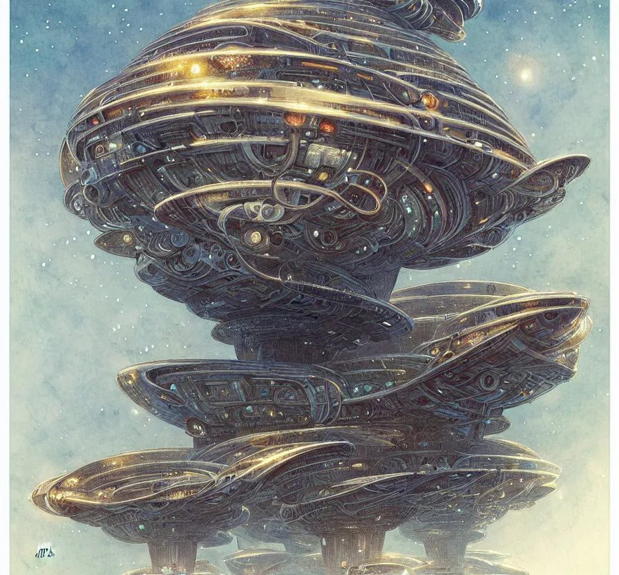 Prompt: symmetric mothership, by jean baptiste monge,