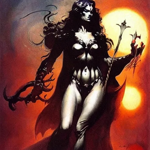 Prompt: sorceress by Frank Frazetta,fantasy artwork,beautiful,striking,high quality!!!!!,masterpiece!!!!