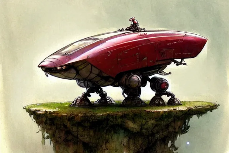 Image similar to adventurer ( ( ( ( ( 1 9 5 0 s retro future robot mouse amphibious vehical home. muted colors. ) ) ) ) ) by jean baptiste monge!!!!!!!!!!!!!!!!!!!!!!!!! chrome red