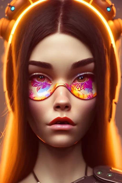 Image similar to pixar woman madison beer rave girl | soft creamy polished decadent vixen floral ornate masterpiece | weta disney movie still portrait photo | sci fi, fantasy, film, 8 k, highly detailed, artstation, realism | beeple, artgerm, mucha, wlop, loish |