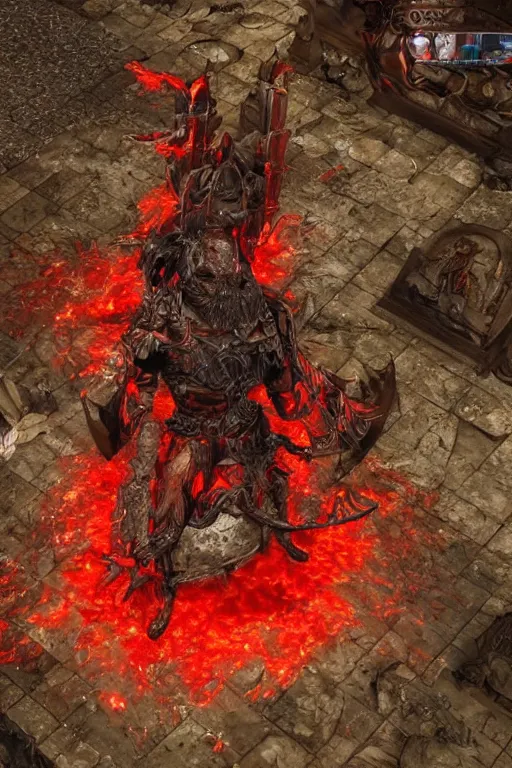 Prompt: Path of Exile, [Sirius], clear [[bronze]] face [mask] with crown, luminous red eyes, male image with [bronze] black bloody armor, sitting on the throne, inside the ruined gothic church, black shadows, red lasers, dark red bloody fog, black-grey smoky tornadoes fly around, [[blood]], Anachronism, painting, dark fantasy, steampunk, 4k, perfect quality,