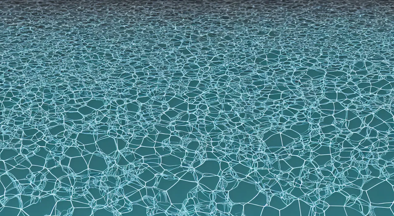 Image similar to a blockchain made from water, river, 3 d render, body of water, streams, liquid interface, gui, infographic, diagram,