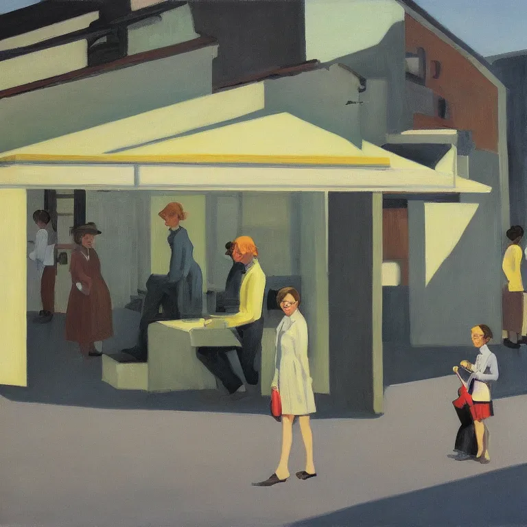 Image similar to dreaming future of südburgenland, painted by Alex Katz, painted by Edward Hopper, airbrush