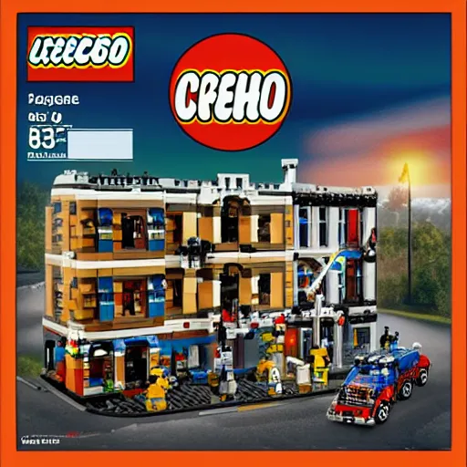 Prompt: Box art of a LEGO set for Credence Clearwater Revival