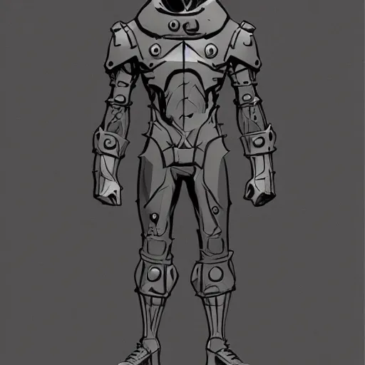 Image similar to concept art, stylized, super exaggerated proportions, concept design, male, science fiction suit, by mike mignola