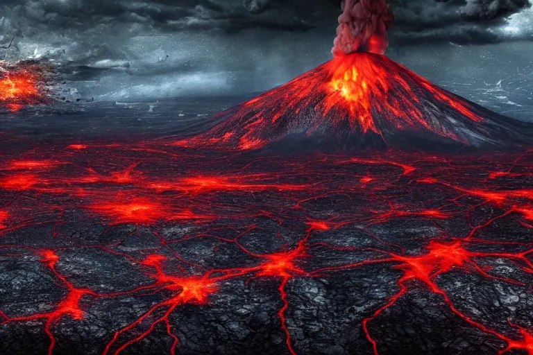 the earth cracked in the middle exposing a melting, Stable Diffusion