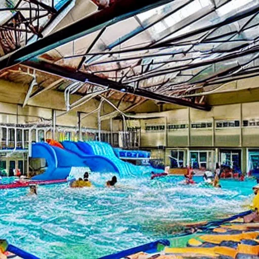 Image similar to a indoors waterpark. the ceiling is flooded. craiglist photo.