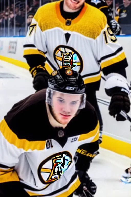 Image similar to conner mcdavid in a boston bruins jersey