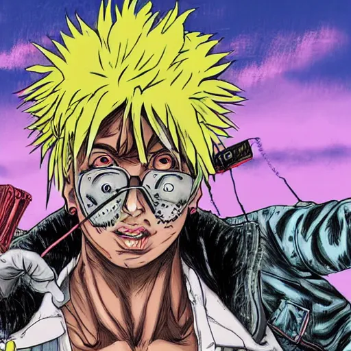 Image similar to playboi carti rapper in the style of dorohedoro