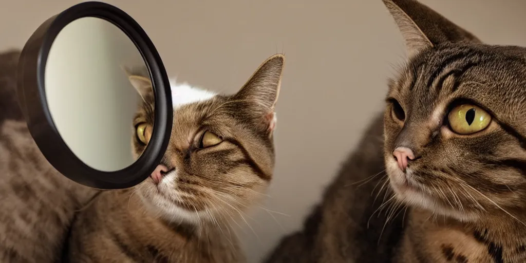 Image similar to cat looking in mirror