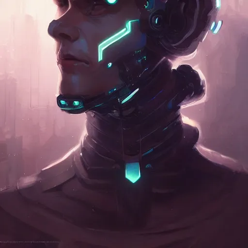 Image similar to portrait of a handsome cybernetic male, cyberpunk concept art by pete mohrbacher and artgerm and wlop and greg rutkowski and deathburger, digital art, highly detailed, intricate, sci-fi, sharp focus, Trending on Artstation HQ, deviantart, unreal engine 5, 4K UHD image