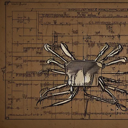 Image similar to mr krabs as a blueprint by leonardo davinci