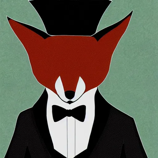 Image similar to male fox wearing tuxedo, anime style, victorian era