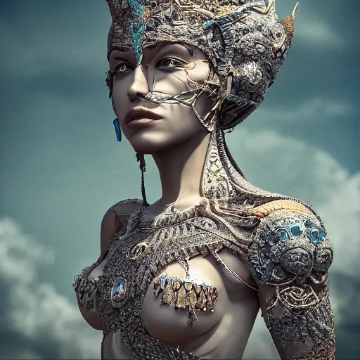 Image similar to the earth queen, 4 k, intricate detailed, jaw dropping, gorgeous, surreal, octane render