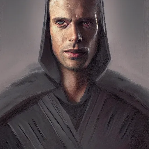 Image similar to portrait of a man by Greg Rutkowski, Jacen Solo as a sith knight, wearing black sith robes, Star Wars Expanded Universe, highly detailed portrait, digital painting, artstation, concept art, smooth, sharp foccus ilustration, Artstation HQ