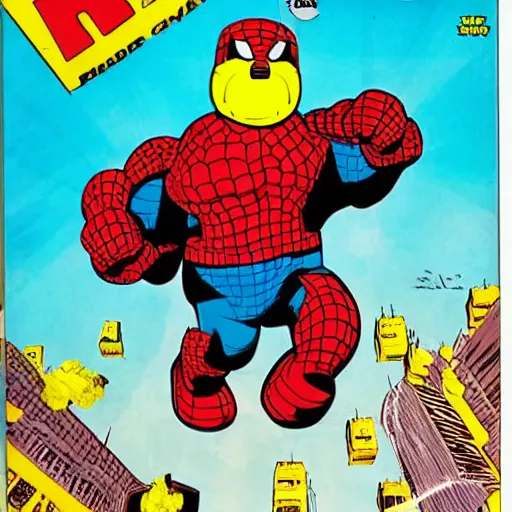 Image similar to marvel comic book cover with rubber ducky man