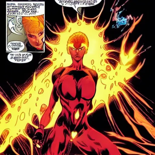 Prompt: rachel summers ( marvel comics ) possesses absolutely enormous psionic power via the phoenix force