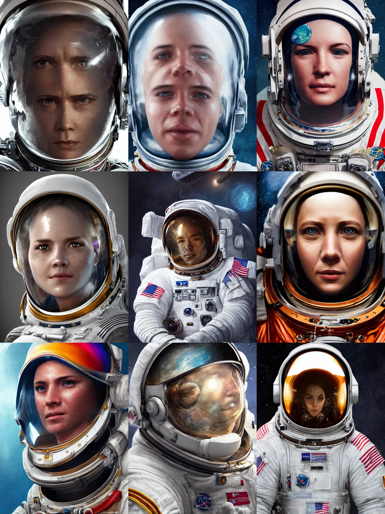 Prompt: portrait art of ultra realistic astronaut, detailed, intricate, full of colour, cinematic lighting, trending on artstation, 4 k, hyperrealistic, focused, extreme details, unreal engine 5, cinematic, masterpiece, perfect face, pretty face