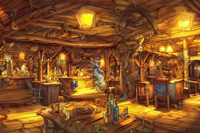 Prompt: secret of monkey island background, pirate pub interior, intricate detail widescreen wallpaper