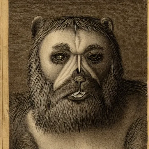 Image similar to a detailed portrait of a hairy humanoid creature with a bear like face - h 1 0 2 4