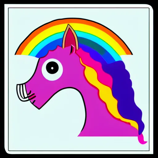 Image similar to Rainbow Robot Unicorn profile picture for social media sites. Limited palette, crisp vector line