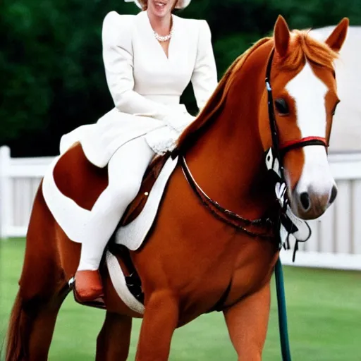 Prompt: princess diana on a horse