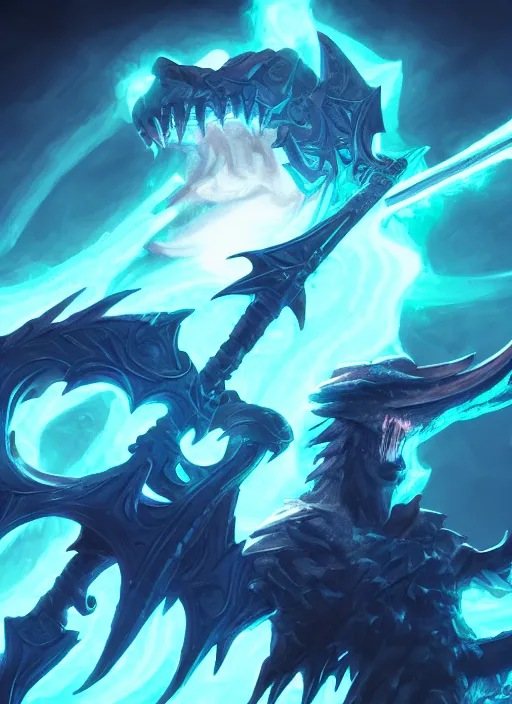 Image similar to Battleaxe Glowing emanating teal energy, dungeons and dragons, highly detailed, digital painting, sharp focus, illustration, Unreal Engine, 8k, HD