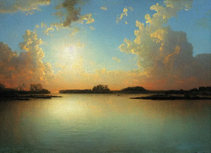 Image similar to florida keys in the style of hudson river school of art, oil on canvas