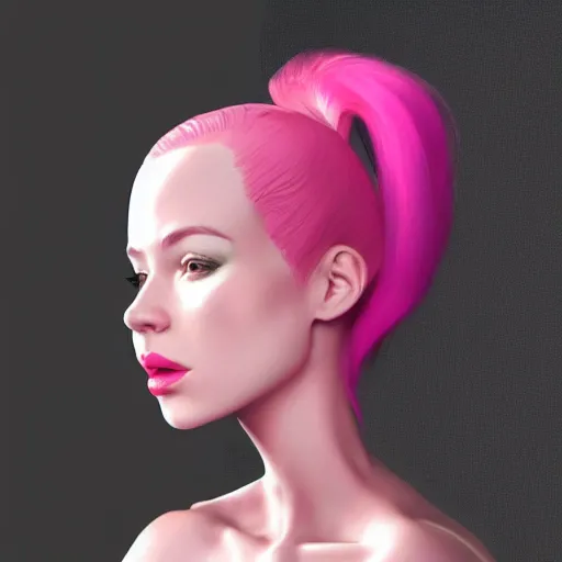 Prompt: a portrait of a beautiful woman with pink hair insane quality, elegant, highly detailed, digital painting, artstation, concept art, pop, smooth, sharp focus, illustration, art by rene lalique 3 d 8 k ultra detailed