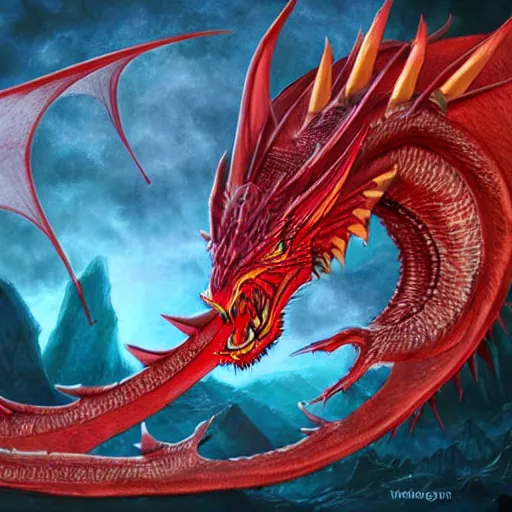 Image similar to red dragon, fantasy, dnd