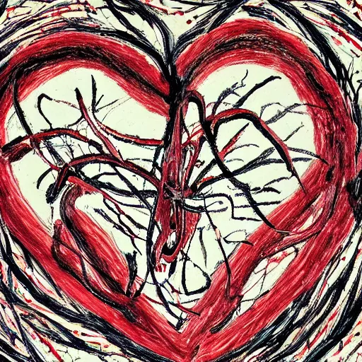 Prompt: anatomy of the heart by netter md, jackson pollock