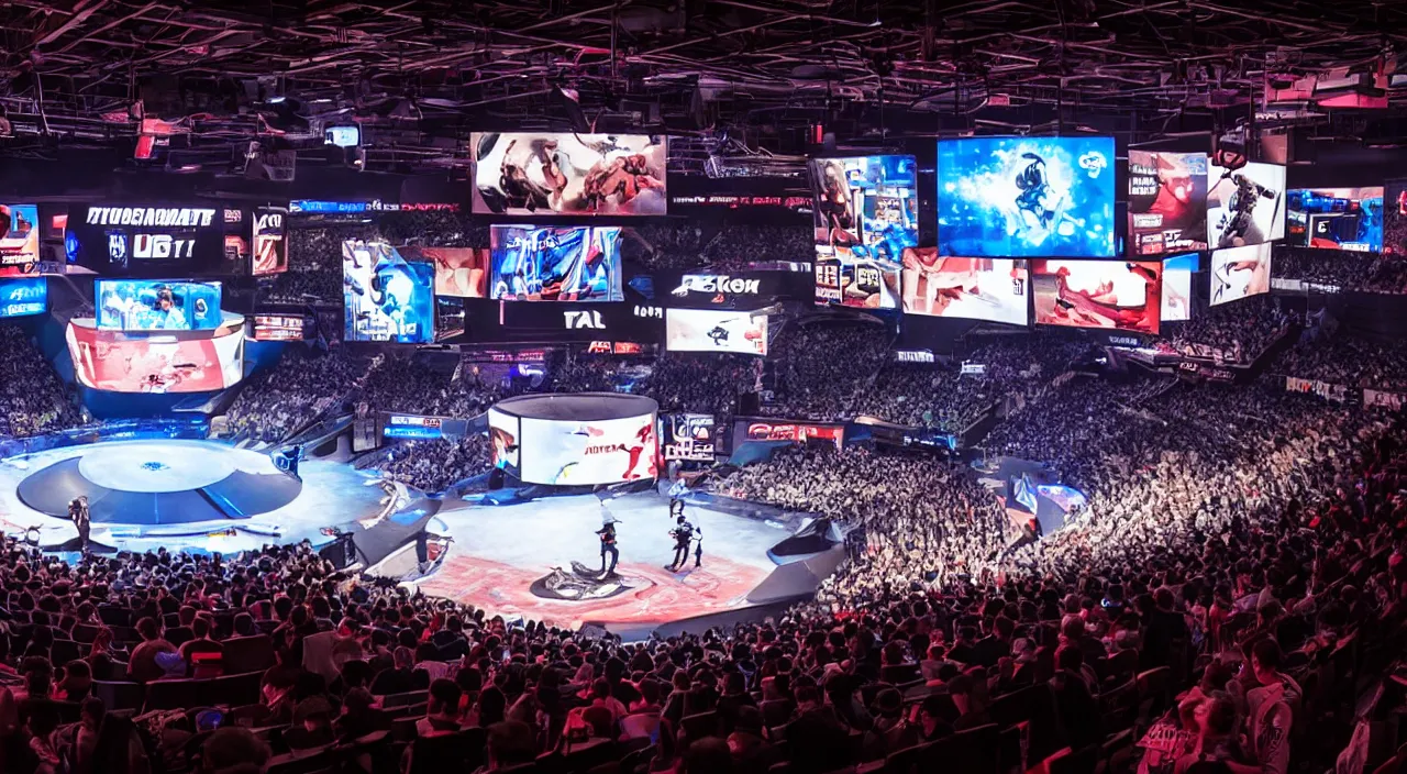 Image similar to Esports tournament. Cinematic, Award winning, ultra high resolution, intricate details, UHD 8K